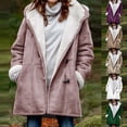 thumbnail image 1 of LOVZFMLL Plus Size Women's Fleece Coat Long Hooded Cardigan with Pockets Fur Lined Winter Outerwear Warm Button Front, 1 of 4