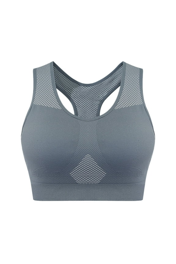 Plus Size Women's Sports Bras Racerback Padded Push Up Workout Yoga Crop Tank Top Wireless Quick Dry Support Bra for Gym Running Fitness Gray 2XL
