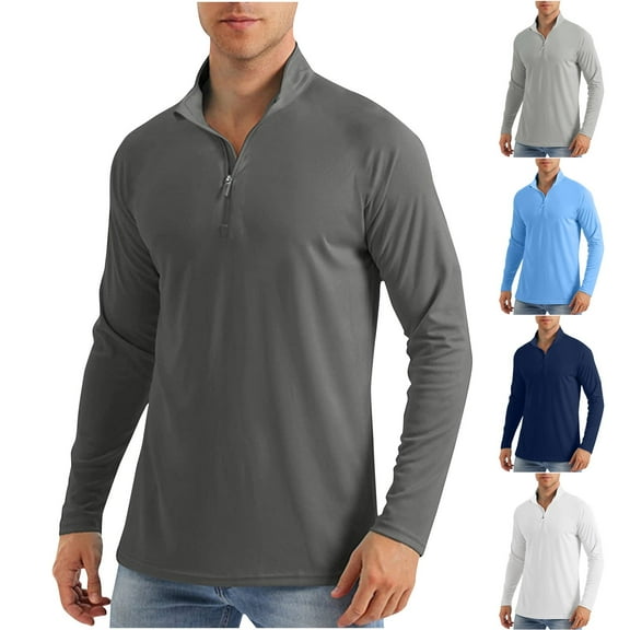 LOVZFMLL Polo Shirts for Men, Casual Lightweight Quarter-Zip Golf Shirt, Breathable with Standing Collar for Athletic Workout, V-Neck Relaxed Fit Sun Protection Fall Clothes
