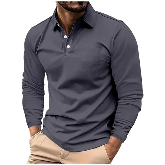 LOVZFMLL Polo Shirts for Men, Solid Classic Fashion V-Neck, Casual Versatile for Tennis Golf, Relaxed Fit Pullover Fall Clothes
