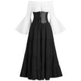 thumbnail image 1 of LOVZFMLL Renaissance Costume for Women Medieval Peasant Dress Off Shoulder Flared Sleeve Petticoat Black Waist Belly Bustier Layered Dress for Halloween Cosplay, 1 of 5