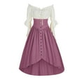 thumbnail image 1 of LOVZFMLL Renaissance Costume for Women Victorian Medieval Peasant Dress Ruffle Sleeve Lace Up High Low Shirt Maxi Dress Halloween Cosplay Party Outfit, 1 of 4