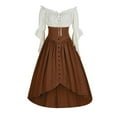 thumbnail image 1 of LOVZFMLL Renaissance Costume for Women Victorian Medieval Peasant Dress Ruffle Sleeve Lace Up High Low Shirt Maxi Dress Halloween Cosplay Party Outfit, 1 of 5