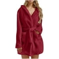 thumbnail image 1 of LOVZFMLL Robes for Women Long Sleeve Super Soft Cozy Fleece Bathrobe Plush Short Sleepwear Lounge Robe with Pockets, 1 of 5