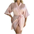 thumbnail image 1 of LOVZFMLL Robes for Women Satin Shawl Collar Ultra Soft Cozy Bathrobe Knee Length Sleepwear Robe Casual Ladies Loungewear, 1 of 3