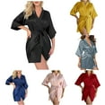 thumbnail image 1 of LOVZFMLL Robes for Women Satin Shawl Collar Ultra Soft Cozy Bathrobe Knee Length Sleepwear Robe Casual Ladies Loungewear, 1 of 3