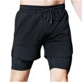 thumbnail image 1 of LOVZFMLL Running Shorts with Lining for Men, Men's Solid Quick Drying Workout Shorts Gym Sweatpants with Back Zipper Pocket Black M, 1 of 7