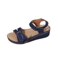 thumbnail image 1 of LOVZFMLL Sandals for Women 2025 Casaul Outdoor Hiking Walking Wedge Sandals Comfort Open Toe Ankle Straps Summer Shoes for Travel Beach Vacation Blue 9.5, 1 of 9