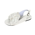 thumbnail image 1 of LOVZFMLL Sandals for Women 2025 Bow Knot Ajustable Buckle Open Toe Flat Sandals for Summer Casual Outdoor Walking Travel Beach Vacation White 5.5, 1 of 8