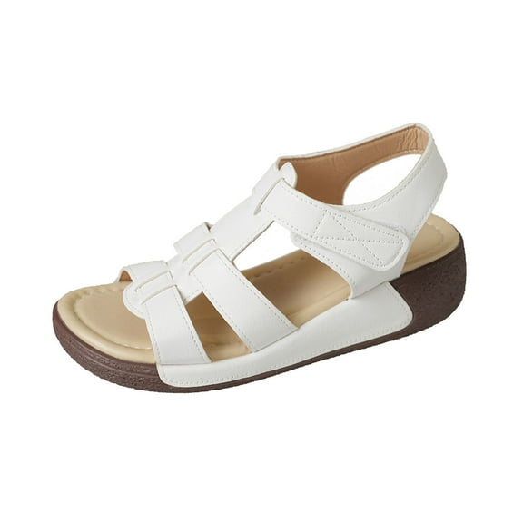 LOVZFMLL Sandals for Women 2025 Casual Outdoor Comfort Walking Sandals Summer Open Toe Ankle Strap Sandals for Beach Vacation White 9