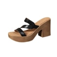 thumbnail image 1 of LOVZFMLL Sandals for Women 2025 Slip On Straps Heels Sandals Casual Outdoor Beach Vacation Chunky Sandals Dress Shoes Black 9, 1 of 5