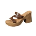 thumbnail image 1 of LOVZFMLL Sandals for Women 2025 Slip On Straps Heels Sandals Casual Outdoor Beach Vacation Chunky Sandals Dress Shoes Brown 7, 1 of 5