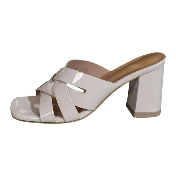 LOVZFMLL Sandals for Women 2025 Summer Fashion Cross Straps Square Toe Heels Sandals Casual Beach Vacation Outdoor Footwear White 8