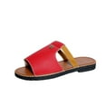 thumbnail image 1 of LOVZFMLL Sandals for Women 2025 Summer Fashion Cut Out Slip On Open Toe Flat Slides Sandals Casual Outdoor Beach Vacation Slippers Red 5.5, 1 of 7