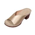 thumbnail image 1 of LOVZFMLL Sandals for Women 2025 Summer Leather Slip On Open Toe Heels Sandals for Casual Outdoor Beach Vacation Chunky Sandals Gold 7.5, 1 of 9