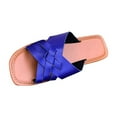thumbnail image 1 of LOVZFMLL Sandals for Women Fashion Cross Straps Flat Slippers Slip On Square Open Toe Casual Outdoor Beach Vacation Walking Slides Blue 7, 1 of 8