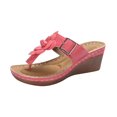 thumbnail image 1 of LOVZFMLL Sandals for Women Chunky Wedges Summer Dressy Flip Flops Comfortable Footwear Casual Walking Slip On Thong Pink 9, 1 of 7