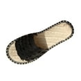 thumbnail image 1 of LOVZFMLL Sandals for Women Textile Open Toe Slip On Flat Slippers Summer Casual Outdoor Beach Vacation Fashion Slide Sandals Black 6, 1 of 9