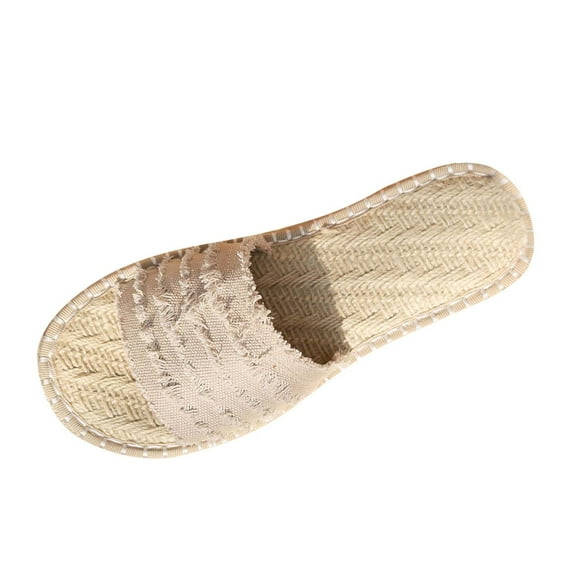 LOVZFMLL Sandals for Women Textile Open Toe Slip On Flat Slippers Summer Casual Outdoor Beach Vacation Fashion Slide Sandals Gray 7