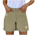 thumbnail image 1 of LOVZFMLL Shorts for Women High Rise Ripped Jeans Shorts Solid Casual Rolled Hem Denim Shorts Beach Vacation Clothes for Women Khaki XS, 1 of 5