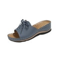 thumbnail image 1 of LOVZFMLL Slide Sandals for Women with Arch Support Summer Casual Open Toe Bowknot Beach Slippers Comfort Walking Outdoor Slides Slip On Blue 9, 1 of 9