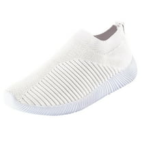 LOVZFMLL Sneakers for Women Fashion Hollow Mesh Breathable Casual Slip On Shoes Comfort Walking Sneakers for Tennis Gym Running White 9.5-10
