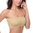 thumbnail image 1 of LOVZFMLL Sports Bras for Women Ruched Strapless Bandeau Bra Padded Seamless Stretch Bralette with Support Tube Top Bras with Removable Straps Beige 2XL, 1 of 6