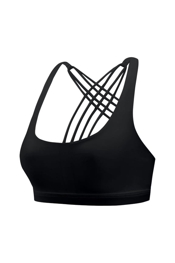 Sports Bras for Women High Impact Crisscross Back Strappy Workout Gym Yoga Crop Tank Top Running Support Bra with Built in Pads Black S
