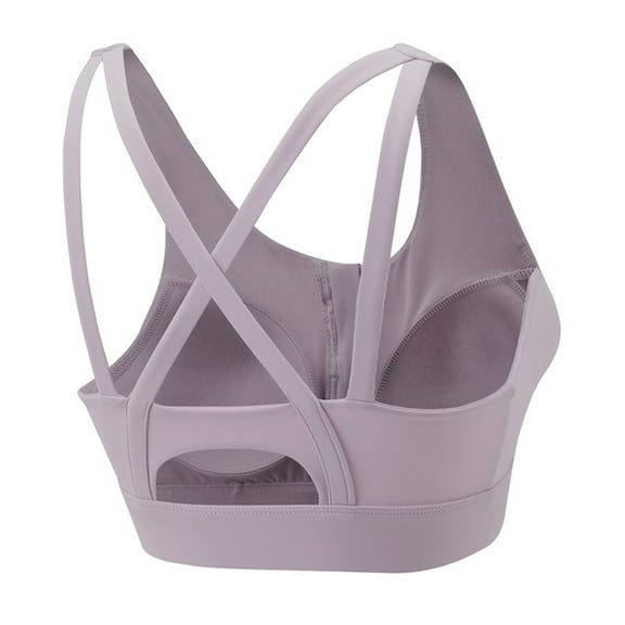 LOVZFMLL Sports Bras for Women High Impact Crisscross Back Zip Front Workout Gym Yoga Crop Tank Top Running Support Bra with Built in Pads Gray S