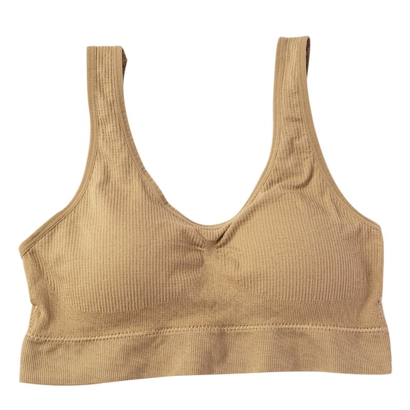 LOVZFMLL Sports Bras for Women U Back Padded Workout Yoga Crop Tank Top Wireless Support Bra for Gym Running Fitness Khaki L