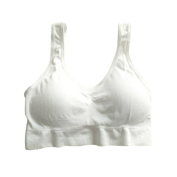 LOVZFMLL Sports Bras for Women U Back Padded Workout Yoga Crop Tank Top Wireless Support Bra for Gym Running Fitness White L