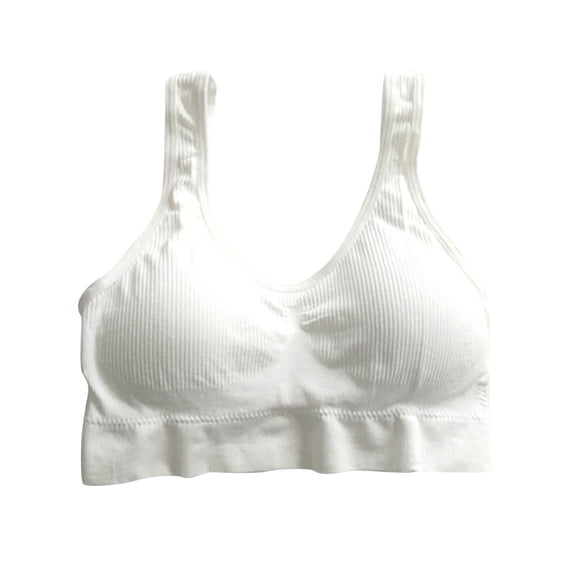 LOVZFMLL Sports Bras for Women U Back Padded Workout Yoga Crop Tank Top Wireless Support Bra for Gym Running Fitness White M