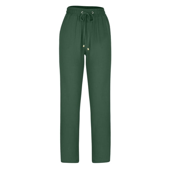LOVZFMLL Straight Leg Pants for Women Casual Loose Trousers Vocation Clothes Drawstring Elastic Waisted Loungewear Pants