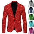 thumbnail image 1 of LOVZFMLL Suit Jackets for Men Glitter Relaxed Fit Notched Collar Blazer Jackets Long Sleeve Coat Outwear for Party Club Prom, 1 of 3
