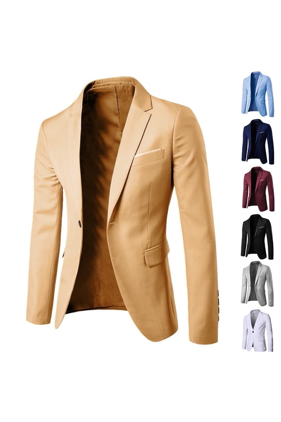 Suit Jackets for Men Notched Collar Single Breasted Dressy Blazer Jackets Business Work Formal Suit Jackets with Pockets