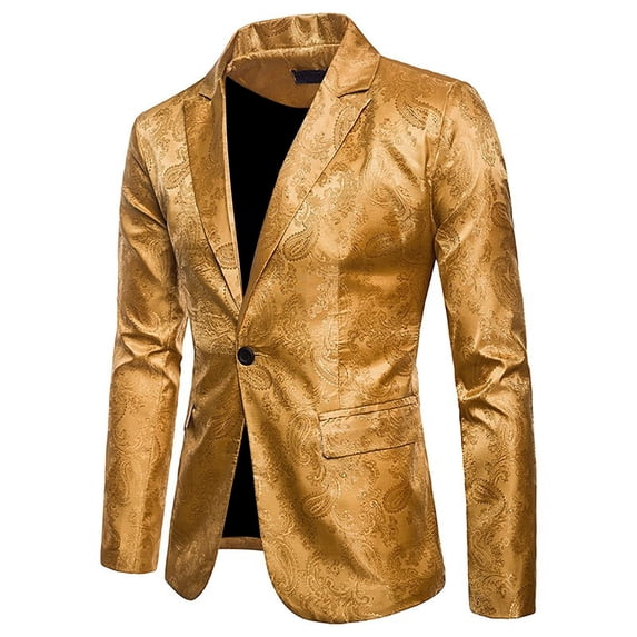 LOVZFMLL Suit Jackets for Men Satin Floral Notched Collar Single Breasted Dressy Blazer Jackets Coat Outwear for Party Club Prom Wedding