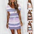 thumbnail image 1 of LOVZFMLL Summer Dresses for Women 2025 Casual Elastic Waist Drawstring Dress with Pockets Short Sleeve T-shirt Mini Dress for Women Office Work Wine XL, 1 of 4