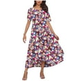 thumbnail image 1 of LOVZFMLL Summer Dresses for Women Short Sleeve A-Line Maxi Dresses Casual Floral Boho T-Shirt Dresses Flowy Beach Sundresses with Pockets Hot Pink A XL, 1 of 5
