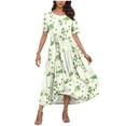 thumbnail image 1 of LOVZFMLL Summer Dresses for Women Short Sleeve A-Line Maxi Dresses Casual Floral Boho T-Shirt Dresses Flowy Beach Sundresses with Pockets White A S, 1 of 5