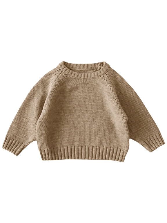Sweaters for Boys Girls, Crew Neck Cable Knit Pullover Solid Color, Casual Classic Essential Comfy Fall Clothes Warm Winter Tops Toddler Boys Girls Clothes for 4-5 Years