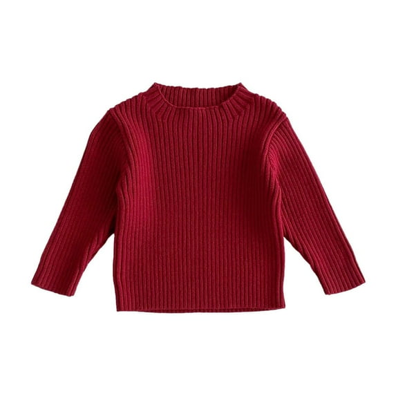 LOVZFMLL Sweaters for Boys Girls, Crew Neck Ribbed Pullover Solid Color, Casual Cozy Stretchy Layering Top Fall Winter Tops Toddler Boys Girls Clothes for 1-2 Years