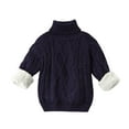 thumbnail image 1 of LOVZFMLL Sweaters for Boys Girls, Turtleneck Cable Knit Pullover Solid Color, Casual Fleece Thick Cozy Essential Fall Clothes Warm Winter Tops Toddler Boys Girls Clothes for 12-18 Months, 1 of 7