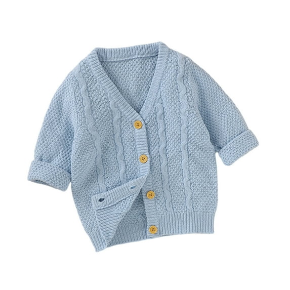 LOVZFMLL Sweaters for Boys Girls, V-Neck Cable Knit Cardigan Solid Color, Casual Cozy Button Outerwear Fall Clothes Warm Winter Tops Newborn Boys Girls Clothes for 6-12 Months