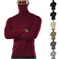 thumbnail image 1 of LOVZFMLL Sweaters for Men, Classic Turtleneck Ribbed Pullover, Casual Solid Color Fashion Basic, Stretchy Layering Shirt, Fall Clothes, Warm Winter Tops, 1 of 6