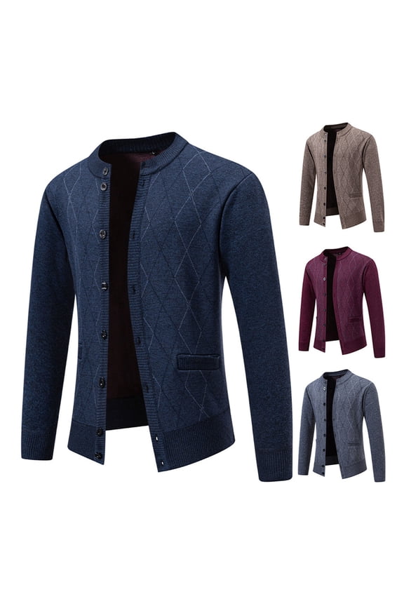 Sweaters for Men, Acrylic V-Neck Ribbed Cardigan, Fashion Casual Button Pocket Stretchy, Fall Clothes, Warm Winter Tops