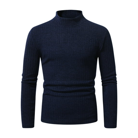 LOVZFMLL Sweaters for Men, Classic Solid Color Turtleneck Ribbed Pullover, Casual Stretchy Layering Shirt, Fall Clothes, Warm Winter Tops