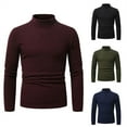 thumbnail image 1 of LOVZFMLL Sweaters for Men, Classic Solid Color Turtleneck Ribbed Pullover, Casual Stretchy Layering Shirt, Fall Clothes, Warm Winter Tops, 1 of 7
