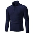 thumbnail image 1 of LOVZFMLL Sweaters for Men, Solid Color Turtleneck Ribbed Pullover, Classic Casual Half-Zip Stretchy Layering Shirt, Fall Clothes, Warm Winter Tops, 1 of 8