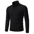 thumbnail image 1 of LOVZFMLL Sweaters for Men, Solid Color Turtleneck Ribbed Pullover, Classic Casual Half-Zip Stretchy Layering Shirt, Fall Clothes, Warm Winter Tops, 1 of 8