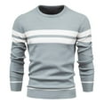 thumbnail image 1 of LOVZFMLL Sweaters for Men, Striped Acrylic Crew Neck Ribbed Pullover, Casual Basic Everyday Stretchy, Fall Clothes, Warm Winter Tops, 1 of 4
